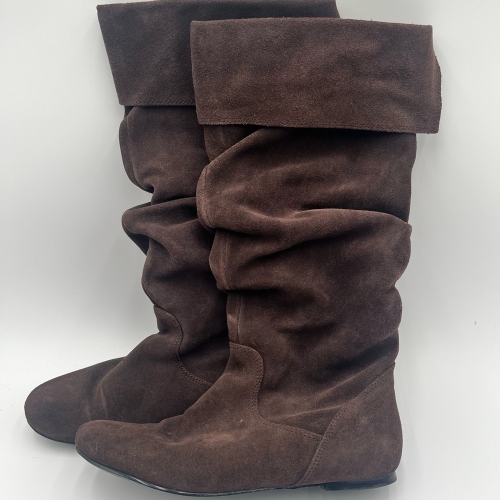 Elegant Dark Brown Suede-like Boots